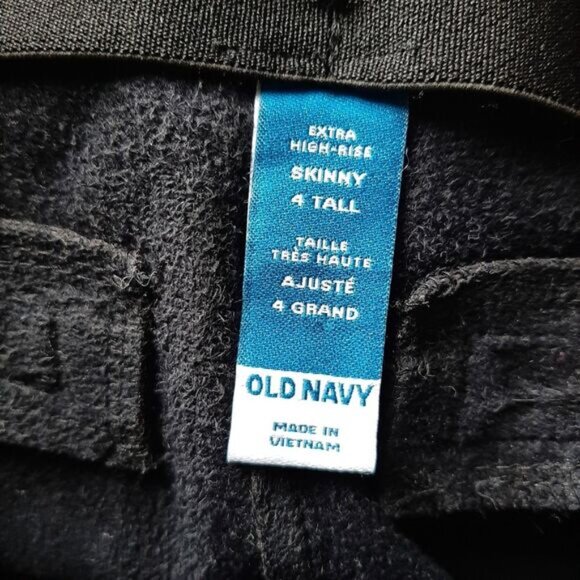 OLD NAVY Faux Leather Skinny Pants Extra High-Waisted Black Ankle Zip Sz 4 Tall - Picture 13 of 14